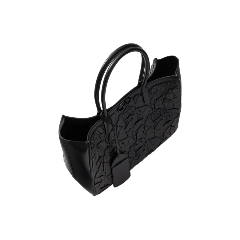 Valentino GARAVANI Leather Tote Bag Shopping Bag Handbag Medium Size Women's Black-4