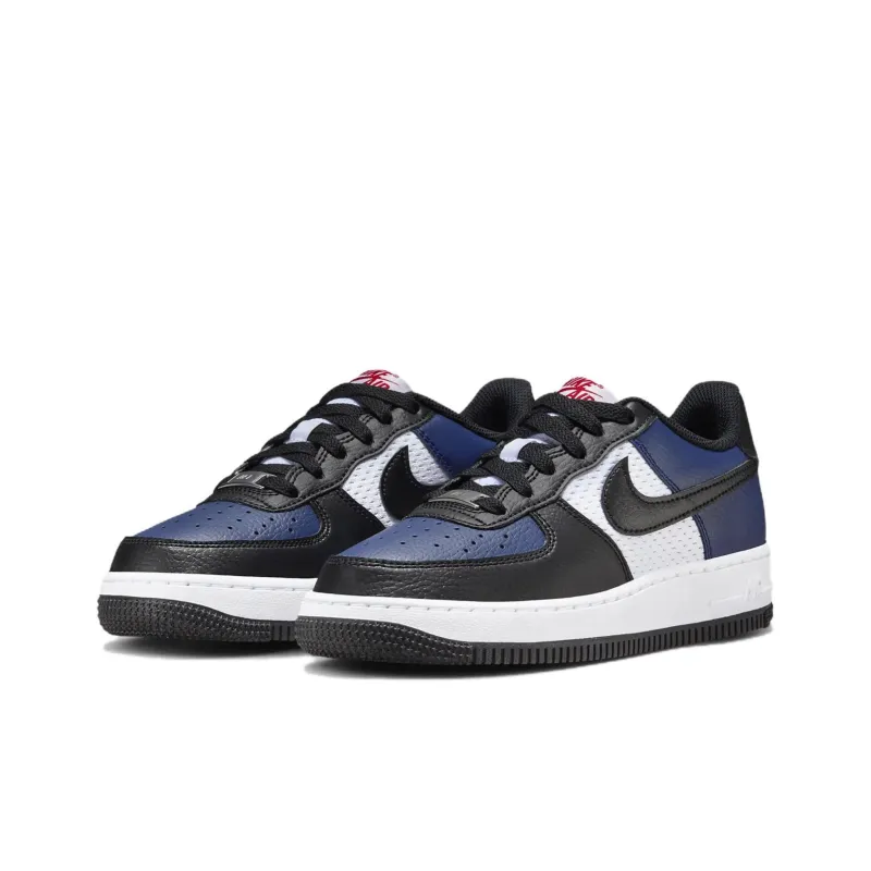 Nike Air Force 1 Abrasion Resistant Low Top Kids' Skateboarding Shoes Blue White Black Unisex-2