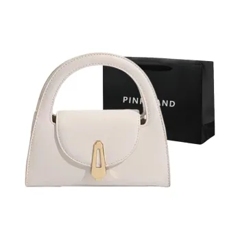 PINK·LAND PU Handbag Crossbody Bag Women's Ecru Black