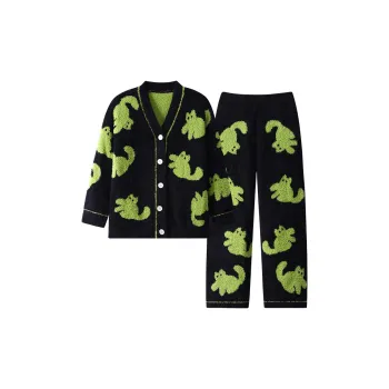 MIIOW Pajama Set Women's Green Black