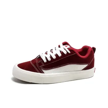 WJA Slip Resistant Cushioning Abrasion Resistant Lightweight Breathable Low Top Skateboard Shoes Unisex Burgundy