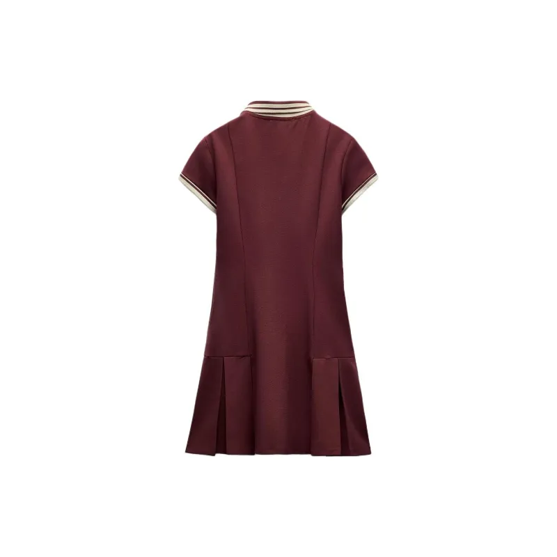 ZARA Trf Short-Sleeved Dresses Women's Burgundy-1