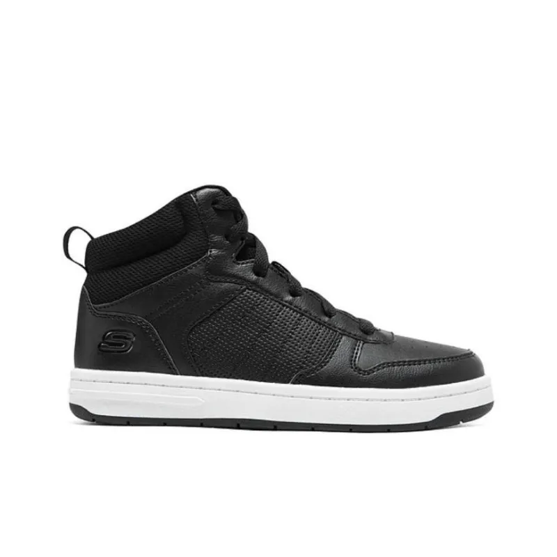 Skechers Anti Slip Wear Resistant Mid Top Kids' Skateboarding Shoes Black White Teenagers-1