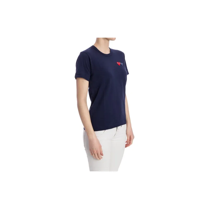 CDG Play Navy & Red Double Heart T Shirt 'Navy'-2