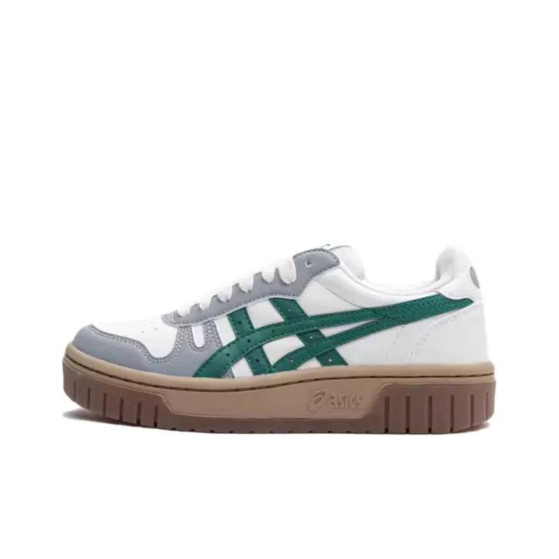 Asics Court MZ Anti-Slip And Wear-Resistant Lightweight Low-Top Kids' Skateboarding Shoes White Gray Green Teenagers-0