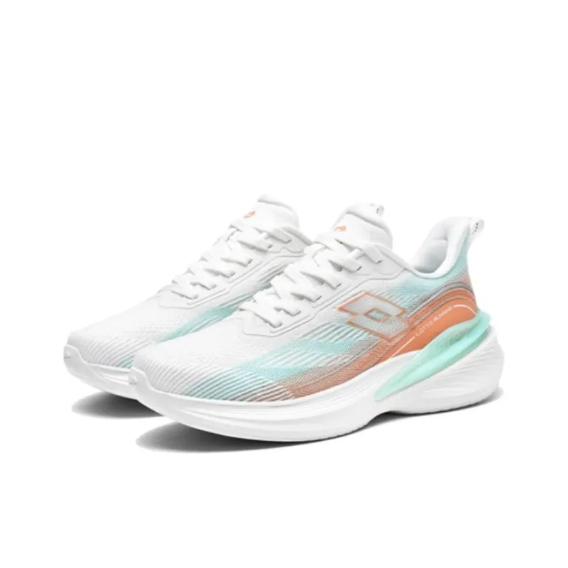 LOTTO Breathable Low Top Running Shoes Women's White Green Orange-1