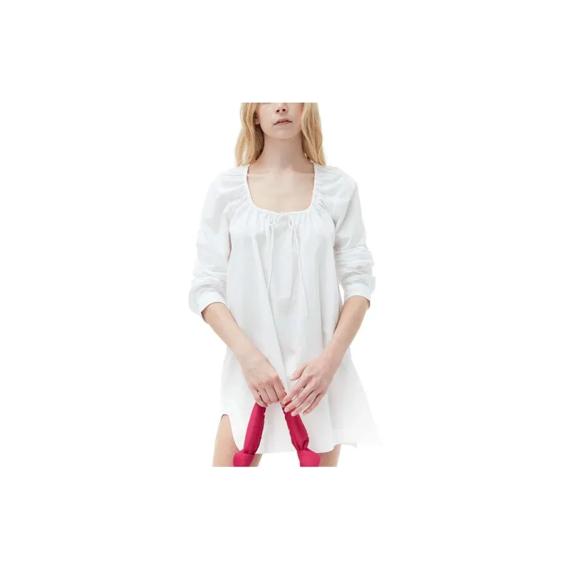 GANNI Long Sleeved Dresses Women's Bright Pure White-1