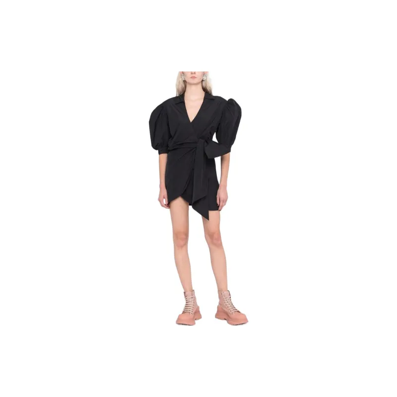 RED VALENTINO REDValentino V Neck Wrap Mini Shirt Dress-1