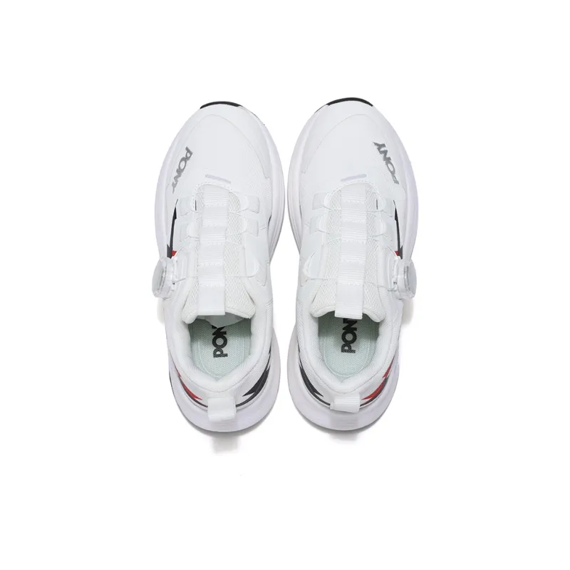 PONY Cushioning Breathable Low Top Kids' Running Shoes White Red Kids'-3