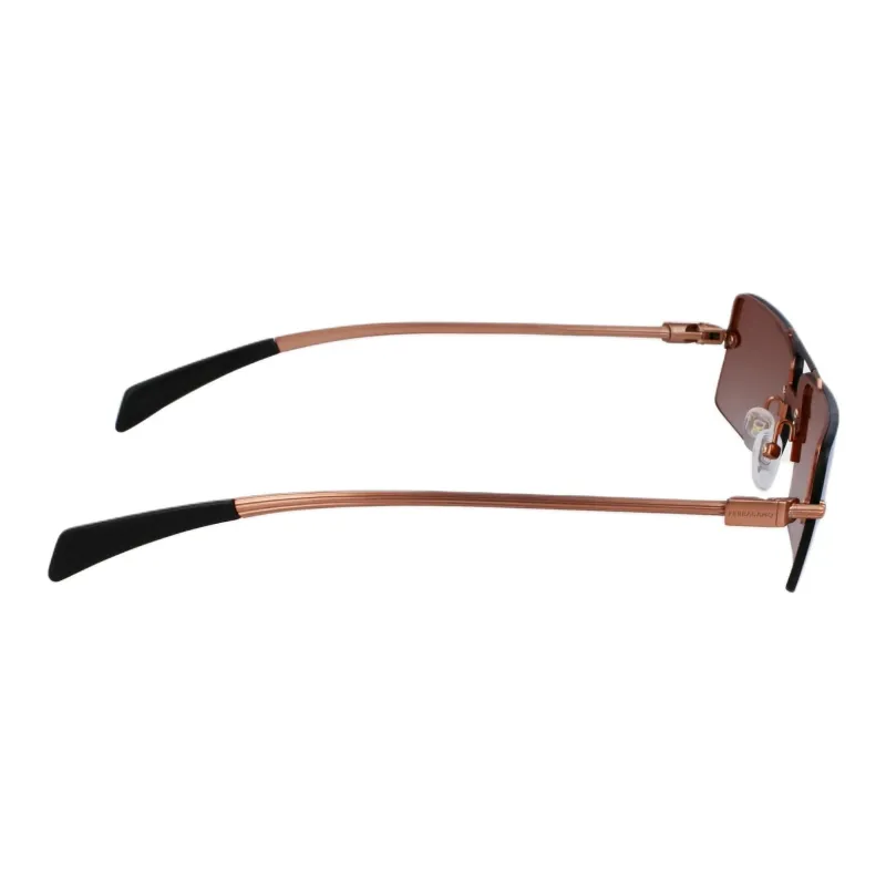 FERRAGAMO Acetate Metal Aviator Sunglasses Men's Brown-2