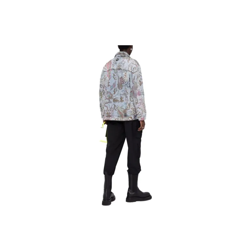 PHILIPP PLEIN Monogram Tattoo print Oversize Denim Jacket-1