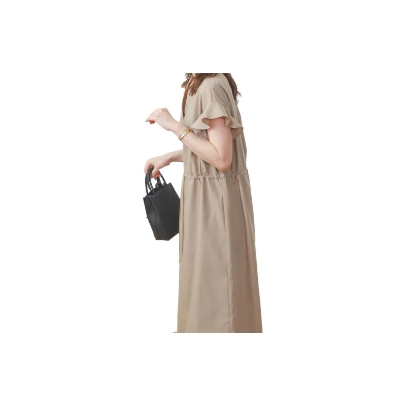 Beams Short Sleeved Dresses Women's Khaki-2
