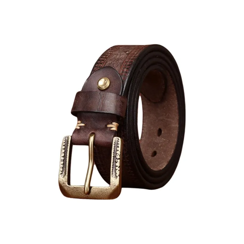 JEANSWEST Cow Leather Leather Belts Men's 3.8cm-1