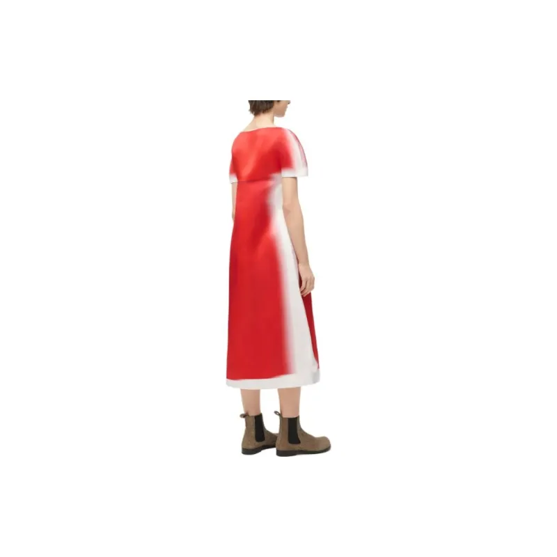 LOEWE Blurred Print Dress 'Red/White'-2