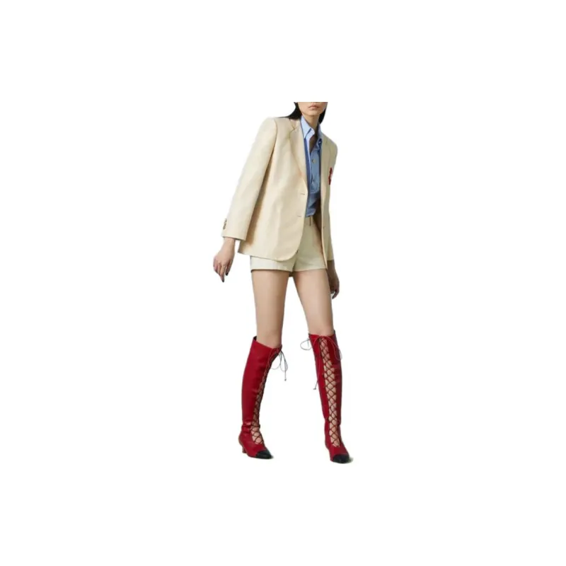 GUCCI Single breasted Patch detail Silk Blazer-3