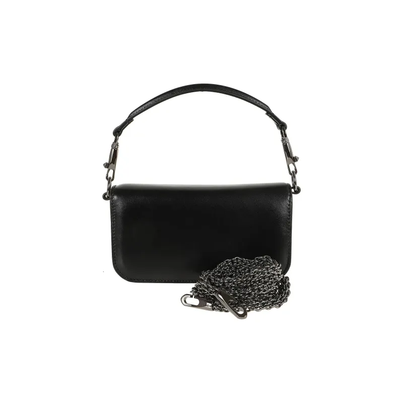 Valentino Locò Calfskin Shoulder Bag, Crossbody Bag, Handbag Trumpets Women's Black-2