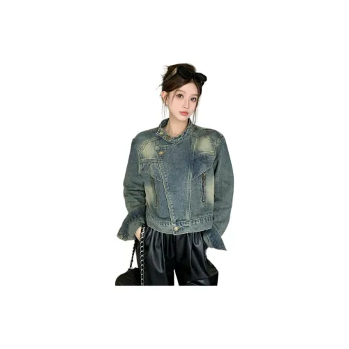 JASONWOOD Denim Jackets Women's Vintage Blue