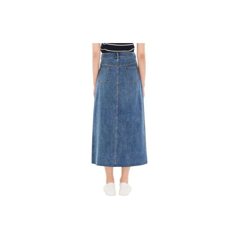 XII BASKET Denim Long Skirts Women's Dark Blue-3