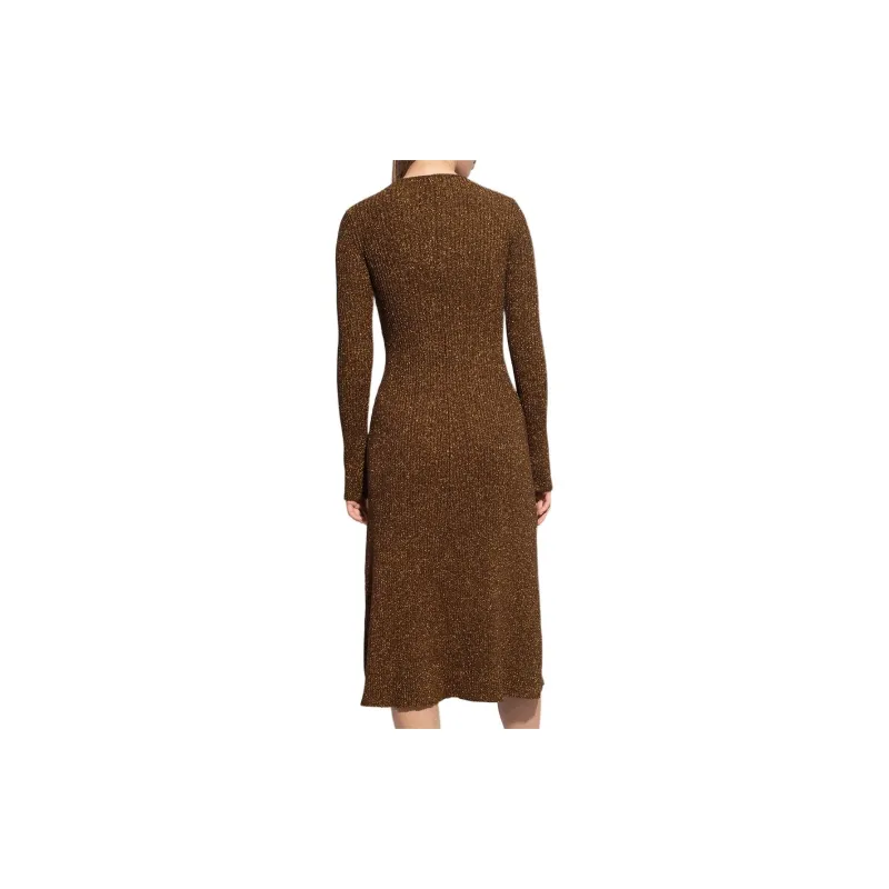 GANNI Long-Sleeved Dresses Women's Brown-6