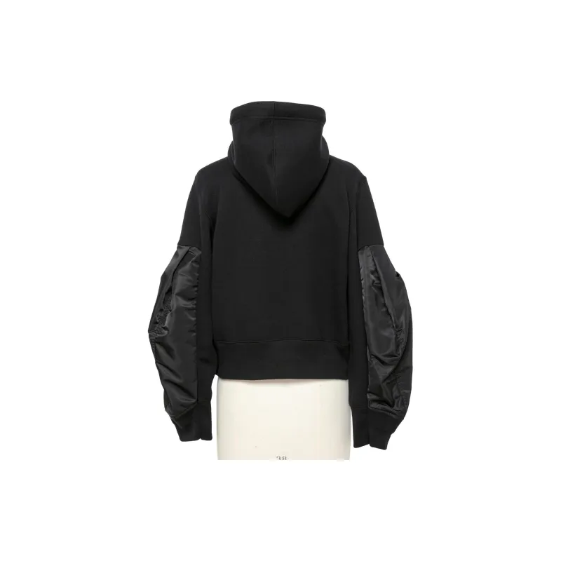 Sacai Panelled Zip-Up Hooded Drawstring Jacket-1