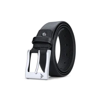 WilliamPOLO Cow Leather Leather Belts Men's Silver 3.8cm Width