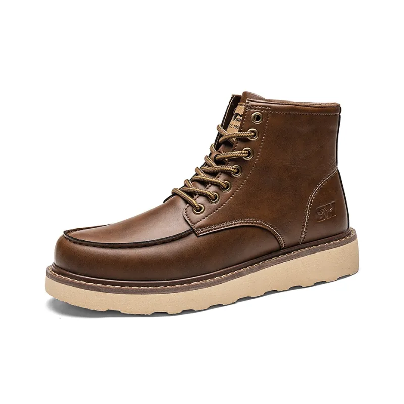 G.N.SHIJIA Men's Casual Shoes Men High Top Black/Brown-7