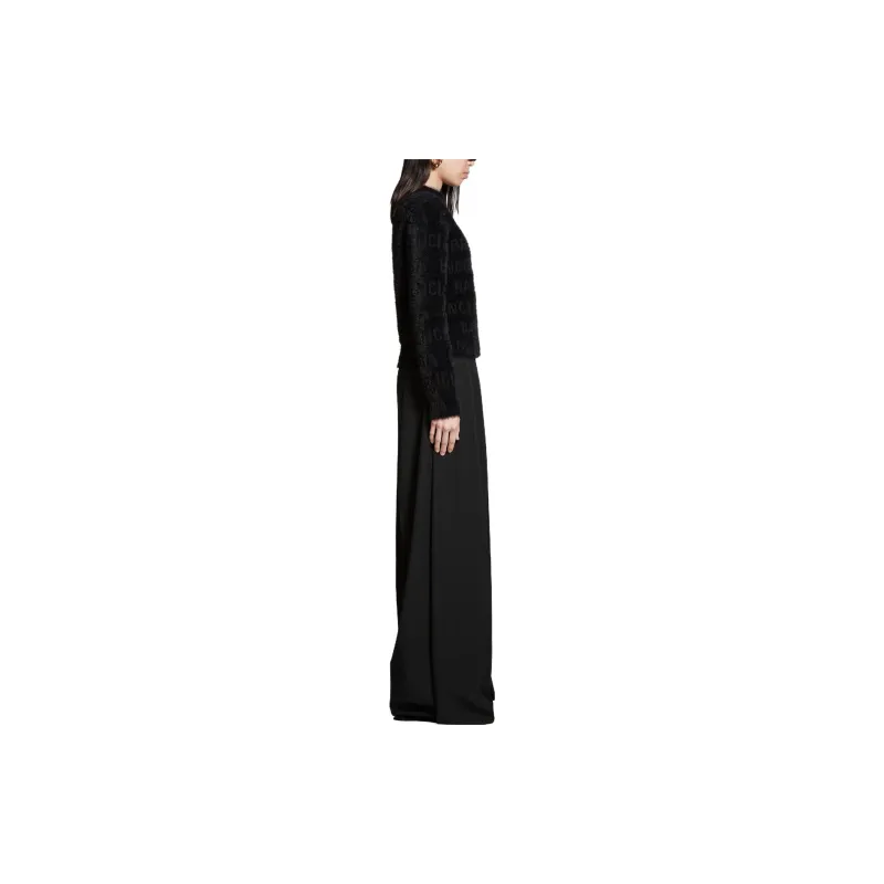 Balenciaga Women's'S Bal Horizontal Allover Furry Fitted Sweater In Black Black-4
