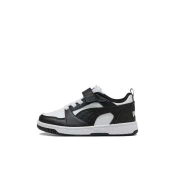 PUMA Rebound V6 Anti-Slip Wear-Resistant Low-Top Kids' Skateboarding Shoes Black White Kids'