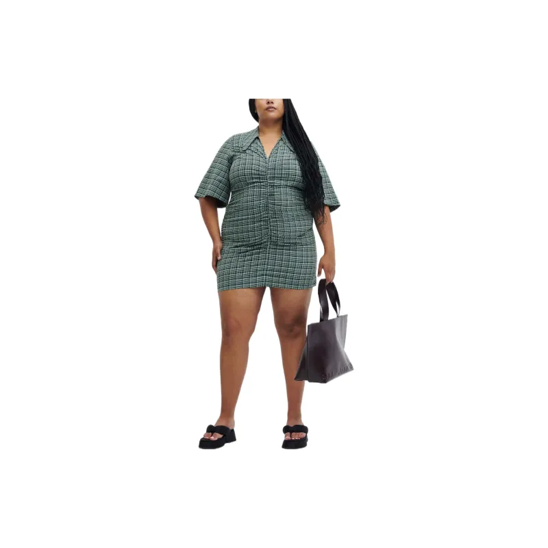 GANNI Short-Sleeved Dresses Women's Green-4