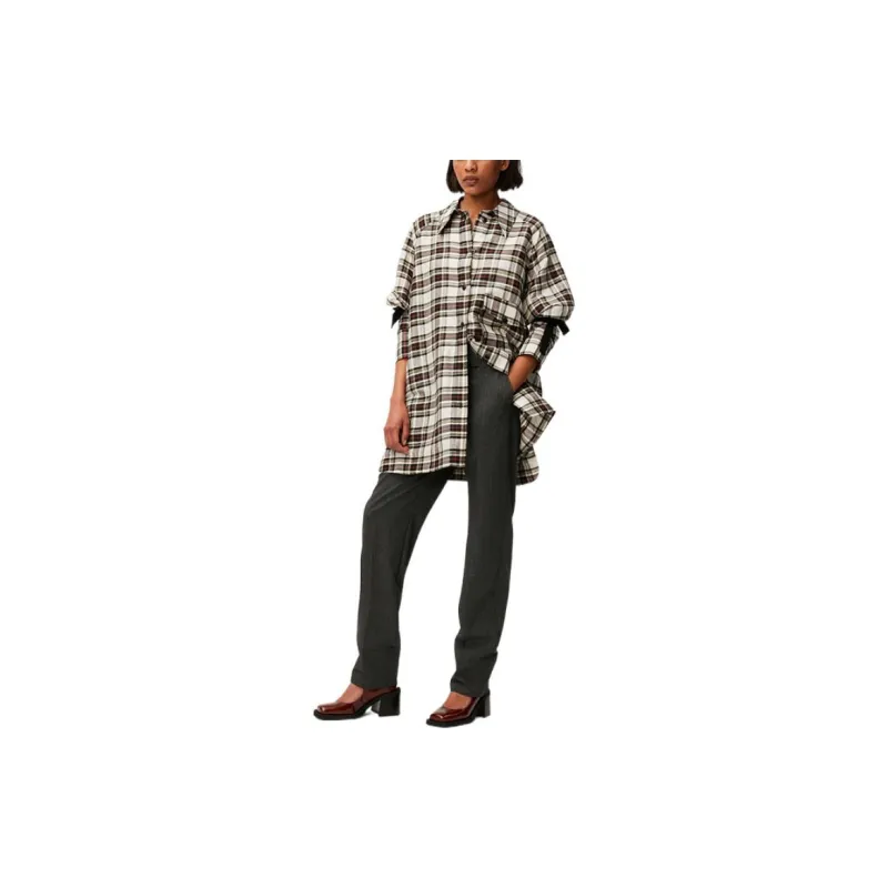 GANNI Checked Straight Hem Shirt-1