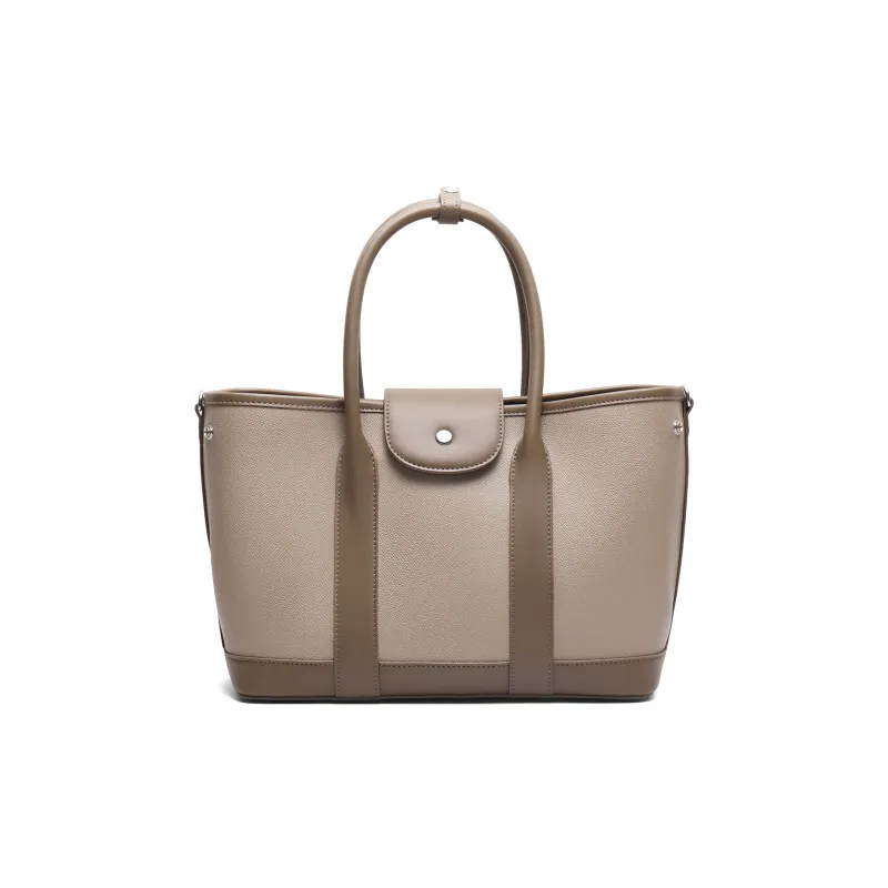 BELLE Cow Leather Patchwork With Artificial Leather Tote One Shoulder Handbag Women's Solid Color Plain-1