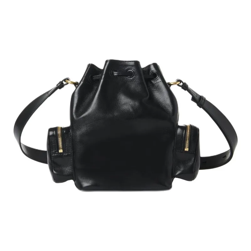 Chloe Buffalo Leather Bucket Bags Crossbody Bag Shoulder Bag Women's Black-2