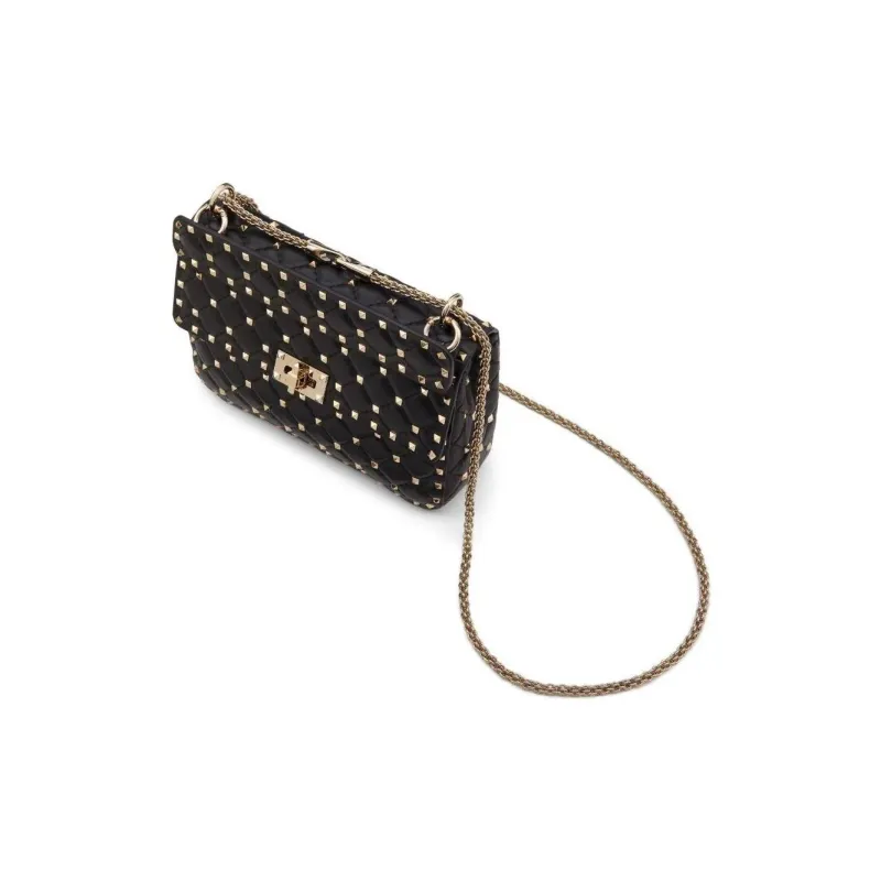 Valentino Nappa Leather Shoulder Bag Women's Black-2
