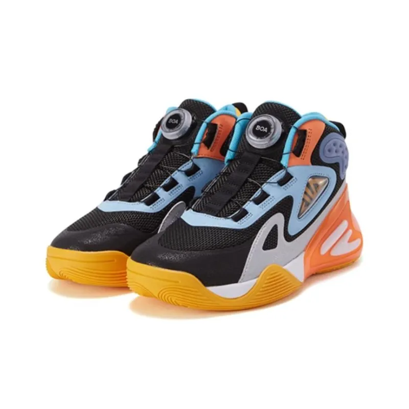 FILA KIDS BOA Rebound Support Mid Top Children's Basketball Shoes Black Blue Teenagers-2