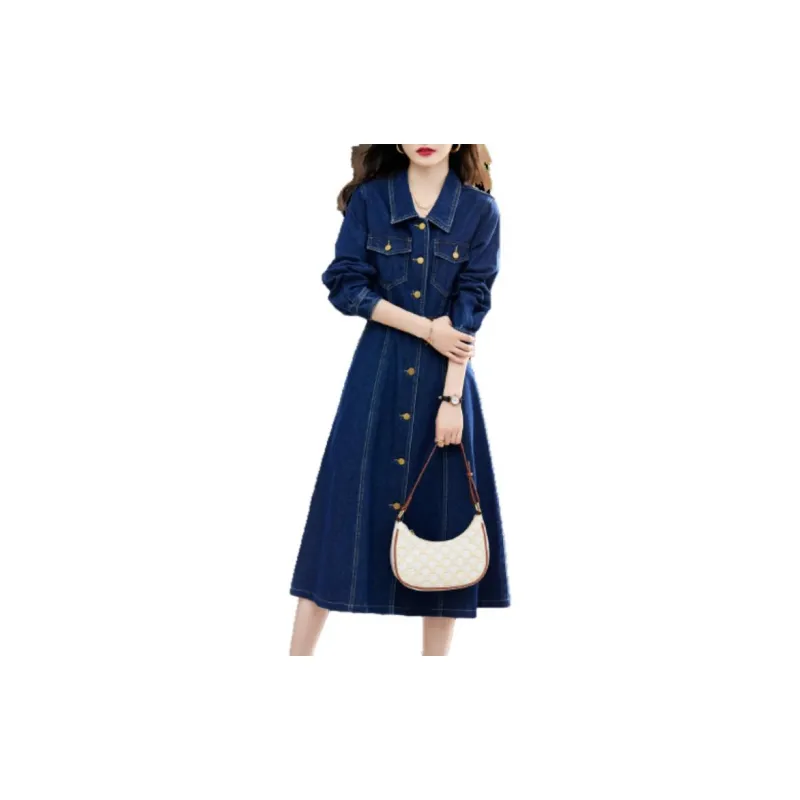 Dme Long Sleeved Dresses Women's Dark Denim Blue-1