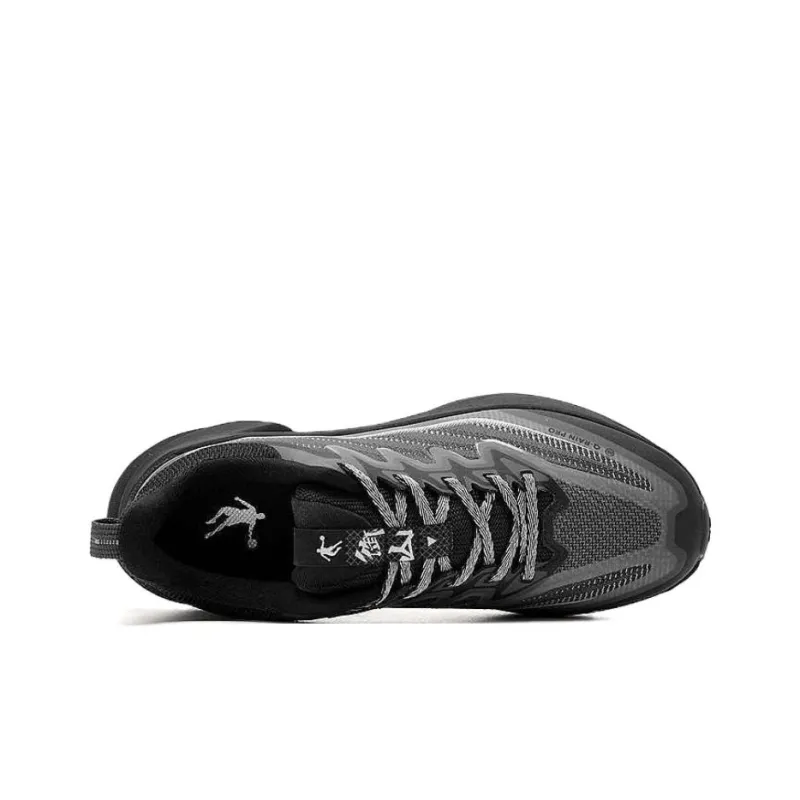 QIAODAN Anti Slip Wear Resistant Low Top Trail Running Running Shoes Men's Black Gray-3
