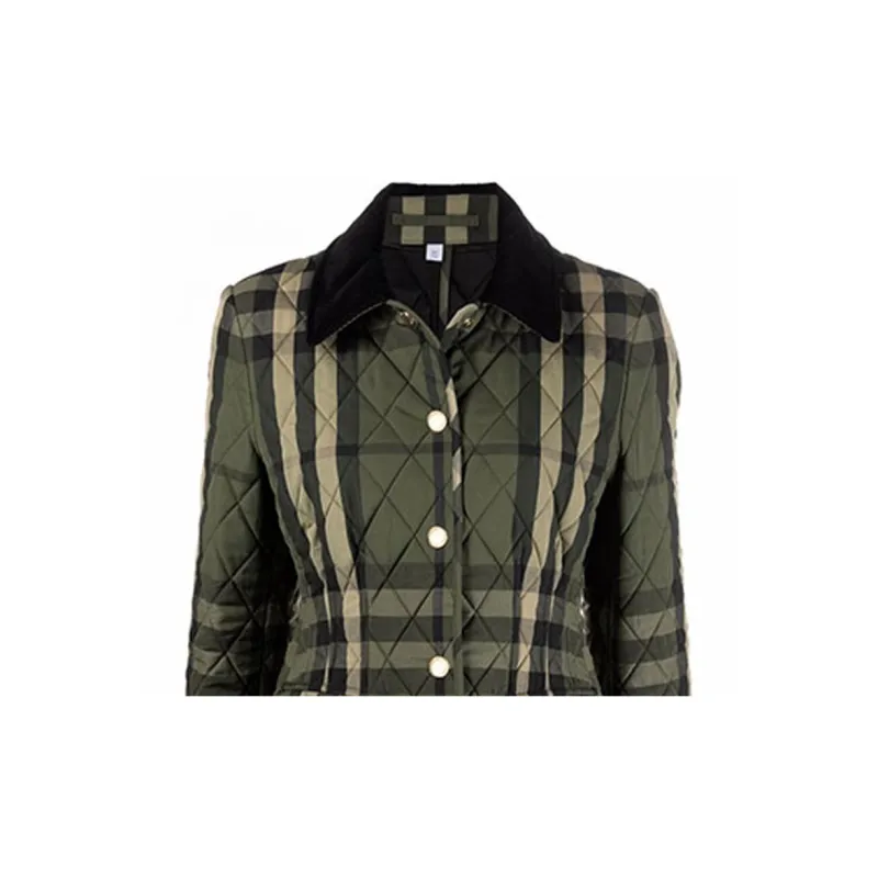 Burberry Diamond Quilted Check Jacket Green-4