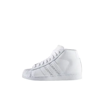 Adidas Originals Pro Model Durable Breathable Mid Top Kids' Skateboarding Shoes White Children Aged 3 7 Years Old