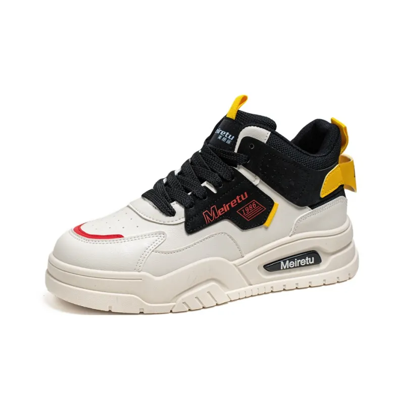Meiretu Abrasion Resistant Balance Lightweight Mid Top Skateboard Shoes Men's-1