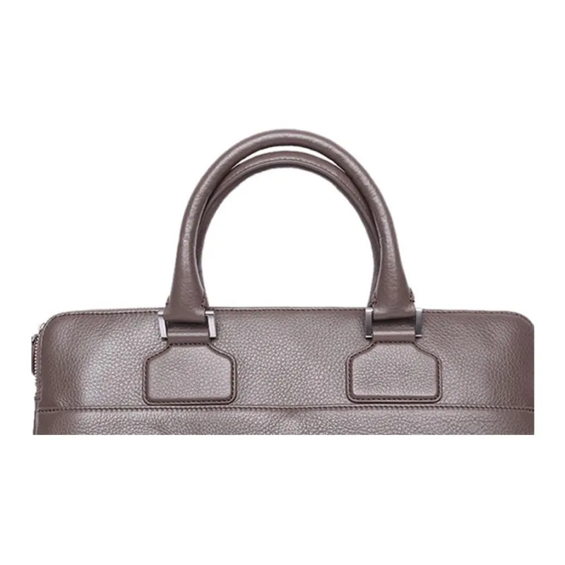 EMPORIO ARMANI Cow Leather Briefcase, Handbag Men's Coffee-3