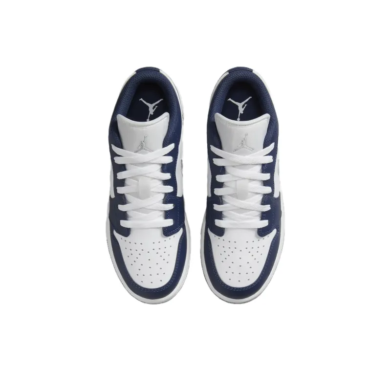 Jordan Air Jordan 1 Slip Resistant Cushioning Wear Resistant Low Top Children's Basketball Shoes Gray Blue Teenagers-3