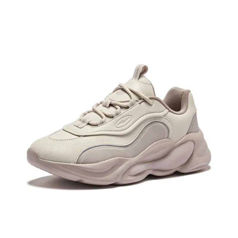Erke White Ginger Anti-Slip Wear-Resistant Low-Top Casual Shoes Women's Floating Rock Gray Pearl Milk Tea-2