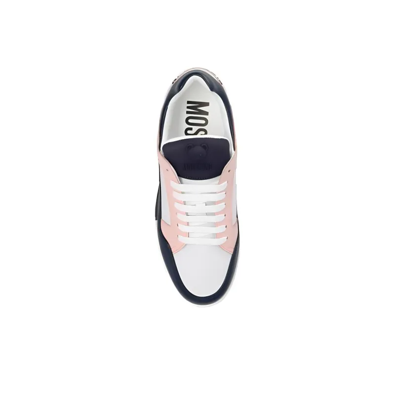 MOSCHINO Low Top Skateboard Shoes Women's White Pink Black-4