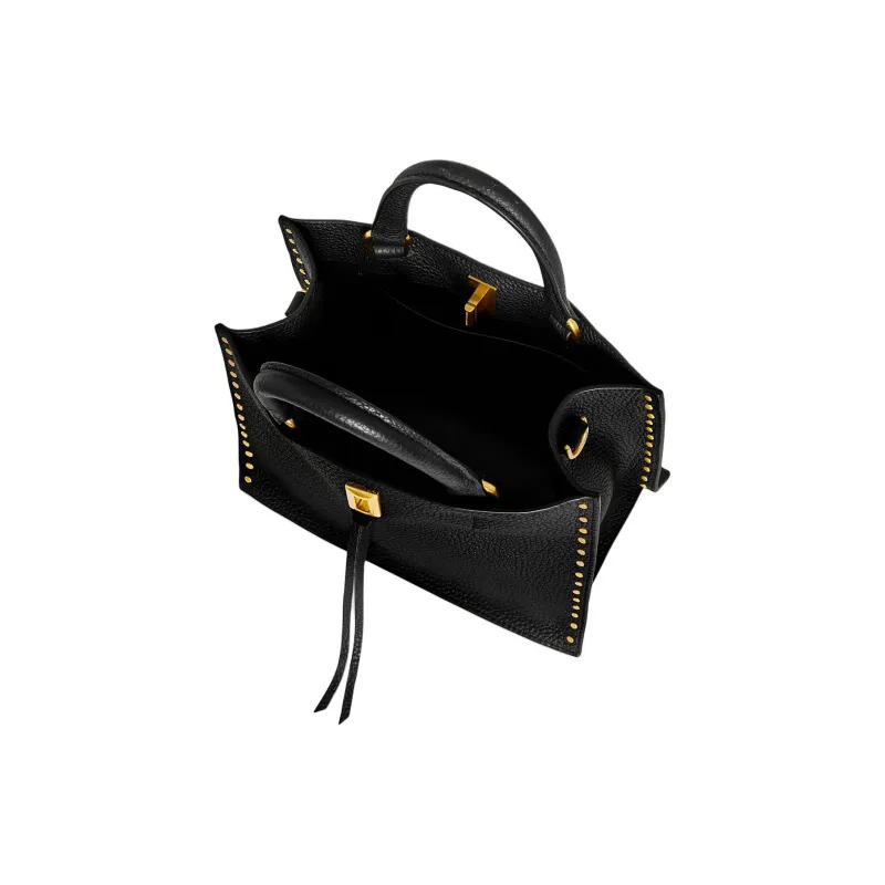 REBECCA MINKOFF Genuine Leather Tote Bag Shopping Bag Shoulder Bag Crossbody Bag Handbag Small Size Women's Black-2