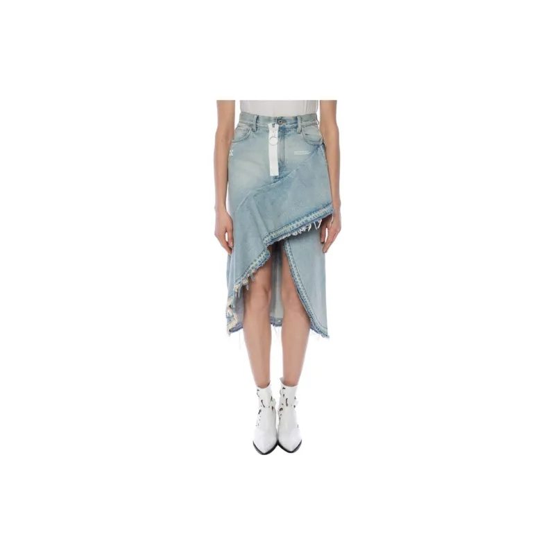 OFF WHITE FW21 Denim Long Skirts Women's Blue-2