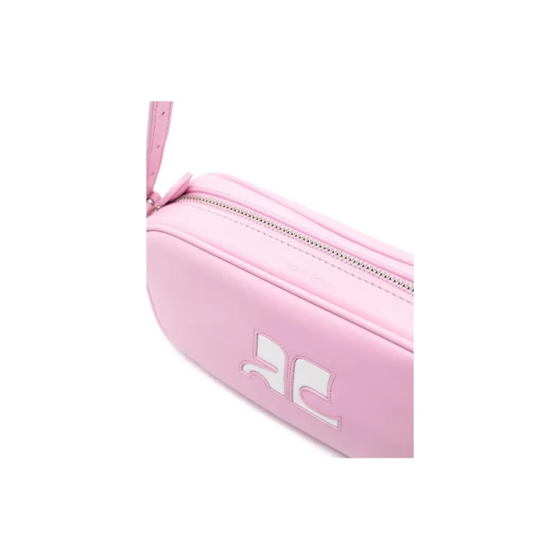 COURREGES Logo Patch Zip Up Shoulder Bag-3