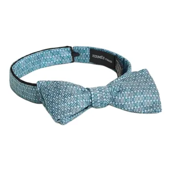 HERMES Mulberry Silk Ties Men's Sky Blue