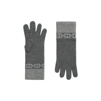 HERMES Cashmere Knit Gloves Women's Gray