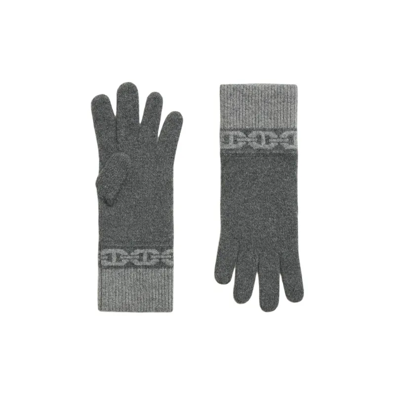 HERMES Cashmere Knit Gloves Women's Gray-0