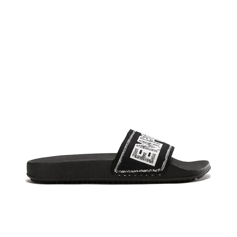 EMPORIO ARMANI Odor Resistant Slide Slippers Men's Black White-1